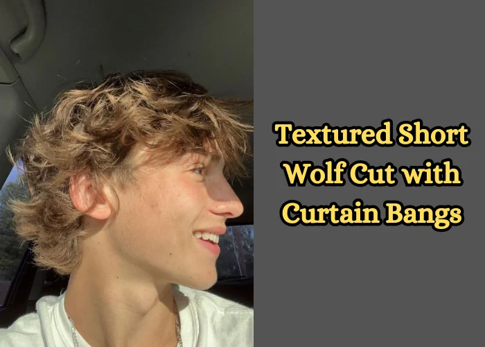 Textured Short Wolf Cut with Curtain Bangs