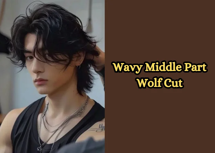 Wavy Middle Part Wolf Cut